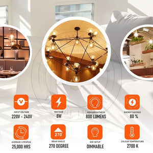 10 Pack E27 LED Edison Dimmable Vintage Amber Glass Warm white 2700K Light Bulbs TapClickBuy
