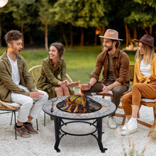 Load image into Gallery viewer, 2-in-1 Outdoor Fire Pit Bowl on Wheels, Patio Heater &amp; Cooking BBQ Grill, Mosaic TapClickBuy