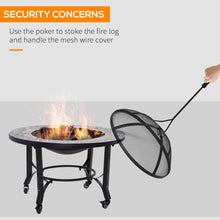 Load image into Gallery viewer, 2-in-1 Outdoor Fire Pit Bowl on Wheels, Patio Heater &amp; Cooking BBQ Grill, Mosaic TapClickBuy