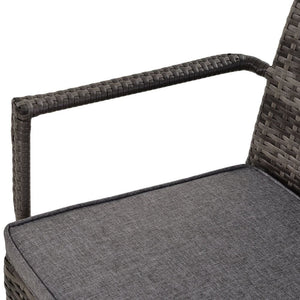 7 Pcs Dining Set Rattan Wicker 6 Chairs Table Glass Pads Thick Cushions Grey TapClickBuy
