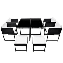 Load image into Gallery viewer, 9 Piece Outdoor Dining Set with Cushions Poly Rattan Black TapClickBuy