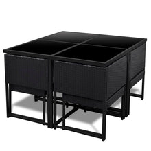 Load image into Gallery viewer, 9 Piece Outdoor Dining Set with Cushions Poly Rattan Black TapClickBuy