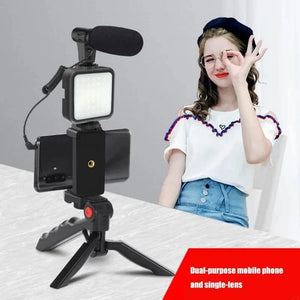 All-in-One Creator Kit – Phone Tripod, Mic & Ring Light for Pro Videos! TapClickBuy