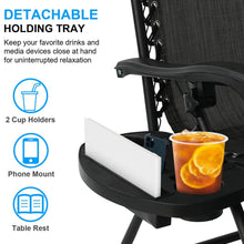Load image into Gallery viewer, Black Sunloungers Recliner Set of 2, Zero Gravity Reclining Sun Lounger, Reclining Patio Garden Chairs Foldable Loungers With Cup Phone Holder Head Pillow, Perfect for Outdoor Patio Deck Poolside TapClickBuy