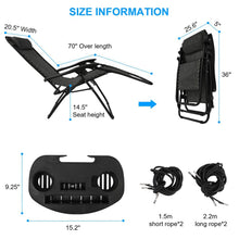 Load image into Gallery viewer, Black Sunloungers Recliner Set of 2, Zero Gravity Reclining Sun Lounger, Reclining Patio Garden Chairs Foldable Loungers With Cup Phone Holder Head Pillow, Perfect for Outdoor Patio Deck Poolside TapClickBuy