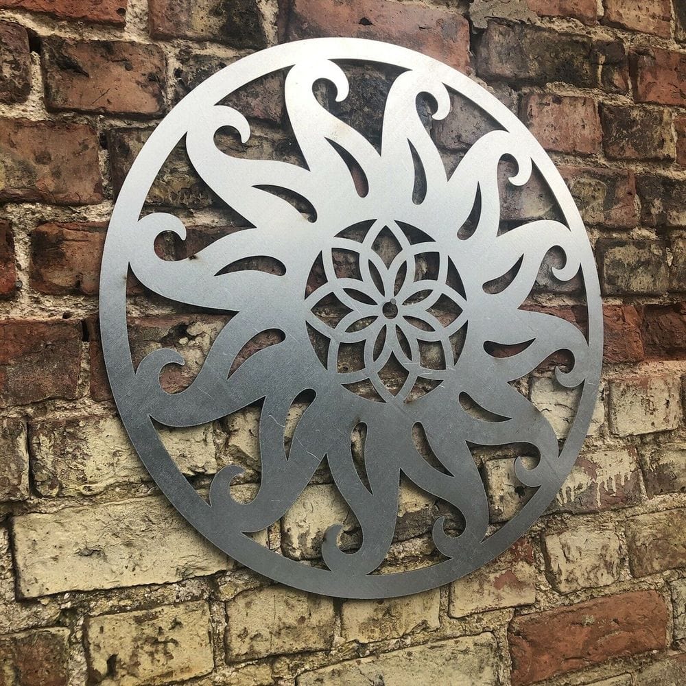 Contemporary steel SUN Sign Metal Garden Ornament Wall Decoratio TapClickBuy