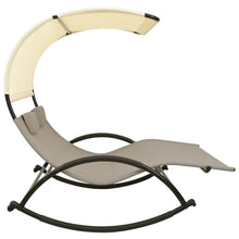 Load image into Gallery viewer, Double Sun Lounger with Canopy Textilene Taupe and Cream TapClickBuy