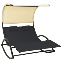 Load image into Gallery viewer, Double Sun Lounger with Canopy Textilene Taupe and Cream TapClickBuy