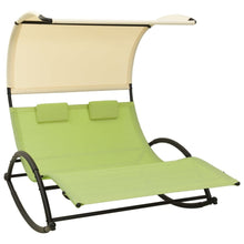 Load image into Gallery viewer, Double Sun Lounger with Canopy Textilene Taupe and Cream TapClickBuy