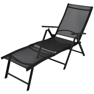 Folding Sun Lounger Aluminium Black TapClickBuy