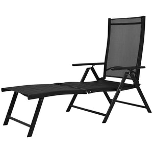 Folding Sun Lounger Aluminium Black TapClickBuy