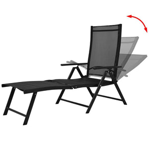 Folding Sun Lounger Aluminium Black TapClickBuy