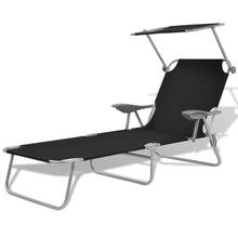 Load image into Gallery viewer, Folding Sun Lounger with Canopy Steel Taupe TapClickBuy