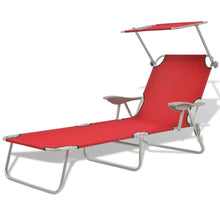 Load image into Gallery viewer, Folding Sun Lounger with Canopy Steel Taupe TapClickBuy