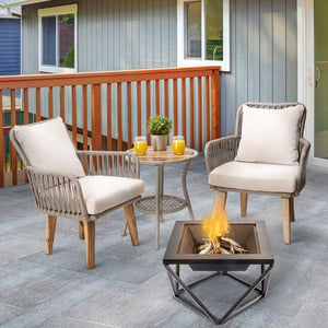 Garden Wood Burning Fire Pit, Outdoor Log Burner Firepit with Lid TapClickBuy