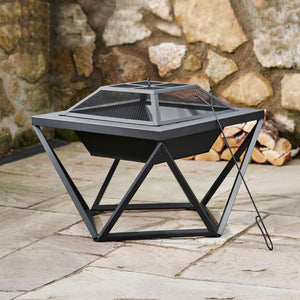 Garden Wood Burning Fire Pit, Outdoor Log Burner Firepit with Lid TapClickBuy