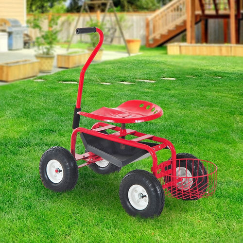 Gardening Planting Rolling Cart with Tool Tray-Red TapClickBuy