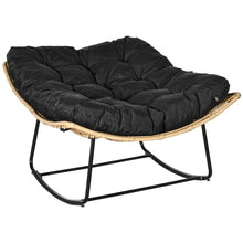 Load image into Gallery viewer, Outsunny Rattan Rocking Chair, Cushioned Wicker Porch Chair, Natural Wood Finish TapClickBuy