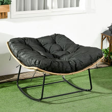 Load image into Gallery viewer, Outsunny Rattan Rocking Chair, Cushioned Wicker Porch Chair, Natural Wood Finish TapClickBuy