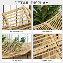 Load image into Gallery viewer, Outsunny Rattan Rocking Chair, Cushioned Wicker Porch Chair, Natural Wood Finish TapClickBuy