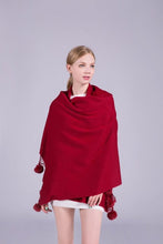 Load image into Gallery viewer, Pom Pom Scarf in Soft &amp; Cosy Wool with Tassels TapClickBuy