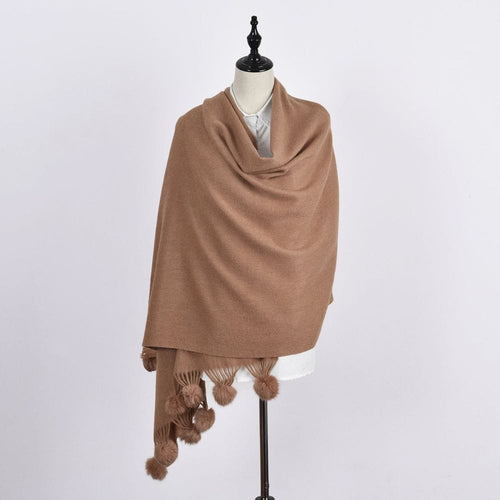 Pom Pom Scarf in Soft & Cosy Wool with Tassels TapClickBuy