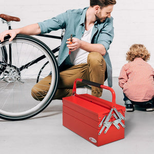 Portable 5-Tray Cantilever Metal Tool Box Steel Tool Chest Cabinet, Red TapClickBuy
