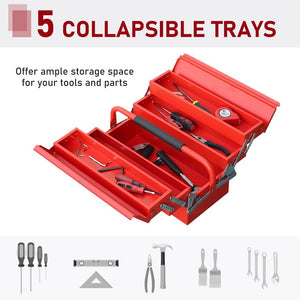 Portable 5-Tray Cantilever Metal Tool Box Steel Tool Chest Cabinet, Red TapClickBuy