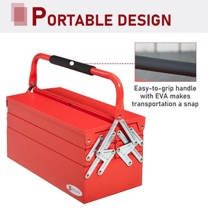 Portable 5-Tray Cantilever Metal Tool Box Steel Tool Chest Cabinet, Red TapClickBuy