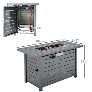 Propane Gas Fire Pit Table Smokeless Firepit Outdoor Heater Cover Lava Rocks Lid TapClickBuy