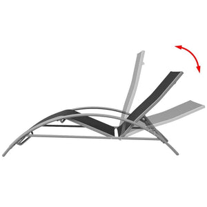 Sun Lounger Aluminium Black TapClickBuy