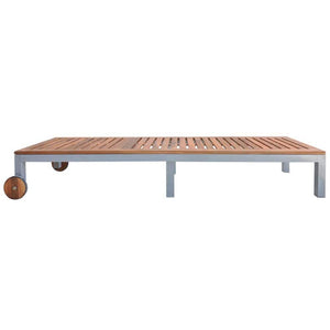 Sun Lounger Solid Acacia Wood TapClickBuy