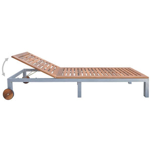 Sun Lounger Solid Acacia Wood TapClickBuy
