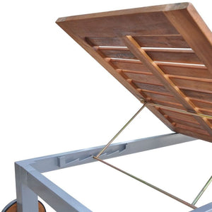 Sun Lounger Solid Acacia Wood TapClickBuy