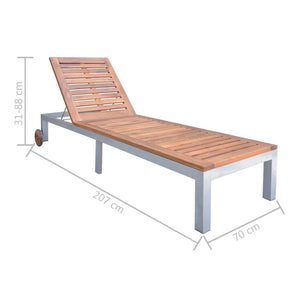 Sun Lounger Solid Acacia Wood TapClickBuy