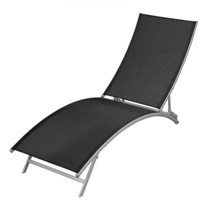 Sun Lounger Steel and Textilene Black TapClickBuy