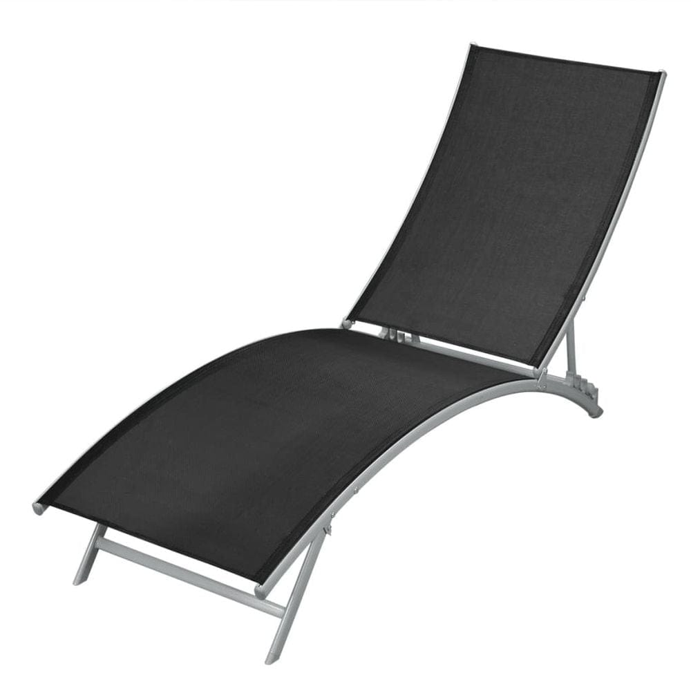 Sun Lounger Steel and Textilene Black TapClickBuy