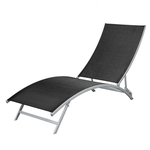 Sun Lounger Steel and Textilene Black TapClickBuy