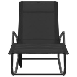 Sun Lounger Steel and Textilene Black TapClickBuy