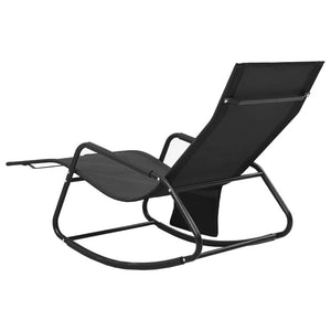 Sun Lounger Steel and Textilene Black TapClickBuy