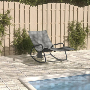 Sun Lounger Steel and Textilene Black TapClickBuy