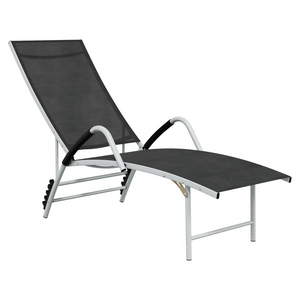 Sun Lounger Textilene and Aluminium Black TapClickBuy