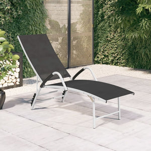 Sun Lounger Textilene and Aluminium Black TapClickBuy