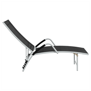 Sun Lounger Textilene and Aluminium Black TapClickBuy