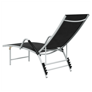 Sun Lounger Textilene and Aluminium Black TapClickBuy