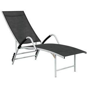 Sun Lounger Textilene and Aluminium Black TapClickBuy