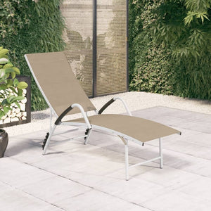 Sun Lounger Textilene and Aluminium Black TapClickBuy