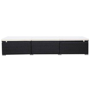 Sun Lounger with Cream White Cushion Poly Rattan Black TapClickBuy