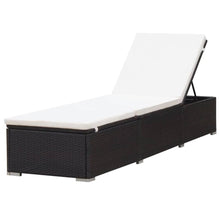 Load image into Gallery viewer, Sun Lounger with Cream White Cushion Poly Rattan Brown TapClickBuy