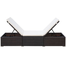 Load image into Gallery viewer, Sun Lounger with Cream White Cushion Poly Rattan Brown TapClickBuy